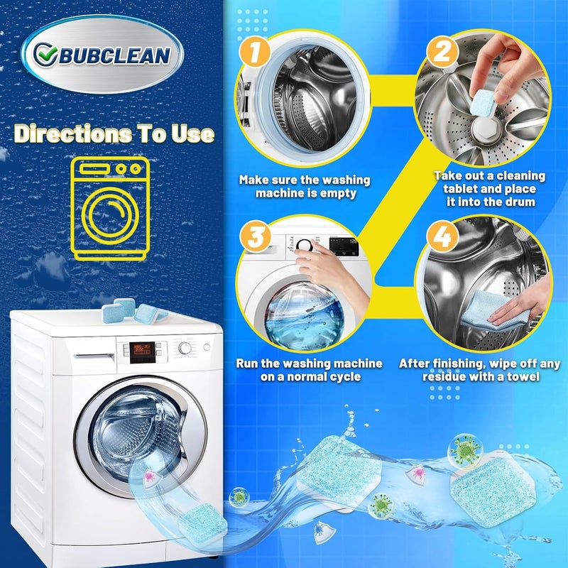 BUBCLEAN 24 pack Washing Machine Cleaner Descaler, Deep Cleaning Tablets for Front Loader, Top Load & HE Washer, Septic Safe Odor & Water Buildup Removal, Clean Drum & Laundry Tub Seal - Image 5